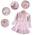 thumbnail image 3 of Robe d'Amour pour Bébés et Tout-Petites Filles, Robe Chandail Automne Hiver, Doux Vent, Nœud, Col Ras du Cou, Robes Décontractées pour 1-5 Ans, 3 of 5