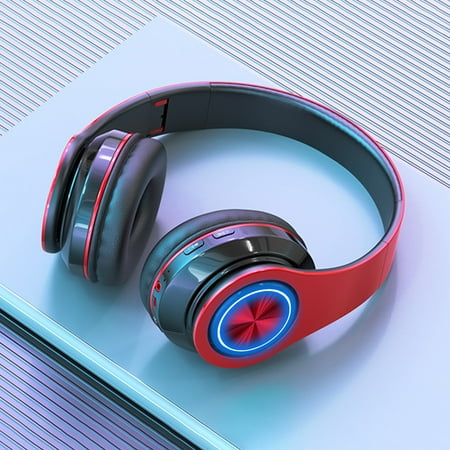 JingChun Bluetooth Headphones Over Ear Wireless Bluetooth Headset Light Weight Bluetooth Earphones with Subwoofer 5.2 Mobile Computer Game Music Sports Game Wtih LED Light