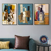 INVIN ART Framed Canvas Art Combo Painting 3 Pieces by Pablo Picasso Wall Art Series#16 Living Room Home Office Decorations(Black Slim Frame,24"x32"Each Piece)