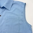 thumbnail image 5 of Summer Casual Men's Tank Top Sleeveless Button Down Solid Color Hawaiian Beach Tops Father's Day Gift, 5 of 6