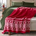 thumbnail image 4 of Better Homes & Gardens Cozy Knit Fair Isle Couch Throw Blanket, Red, 50 x 72 in, 4 of 9