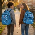 thumbnail image 4 of HUIACONG Blue Shark Print School Backpack for Kids Age 5-16, Water Resistant Bookbag with Adjustable Cushioned Straps, Multi Pockets Lightweight Sturdy Daypack for School Travel, 4 of 7