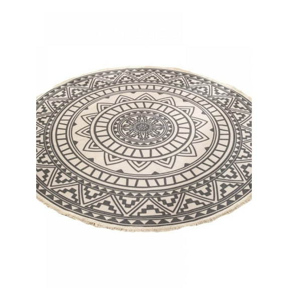 Sonbest Bohemian Round Rugs, Boho Mandala Tassels Woven Cotton Circle Mat for Home Kitchen Living Room Bedroom Bathroom Decor Carpet
