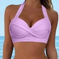 thumbnail image 2 of Hessimy Women Halter Bikini Top Push Up Swimsuit Top Retro Swim Top Twist Front Bathing Suit Top Only(Purple,L), 2 of 5