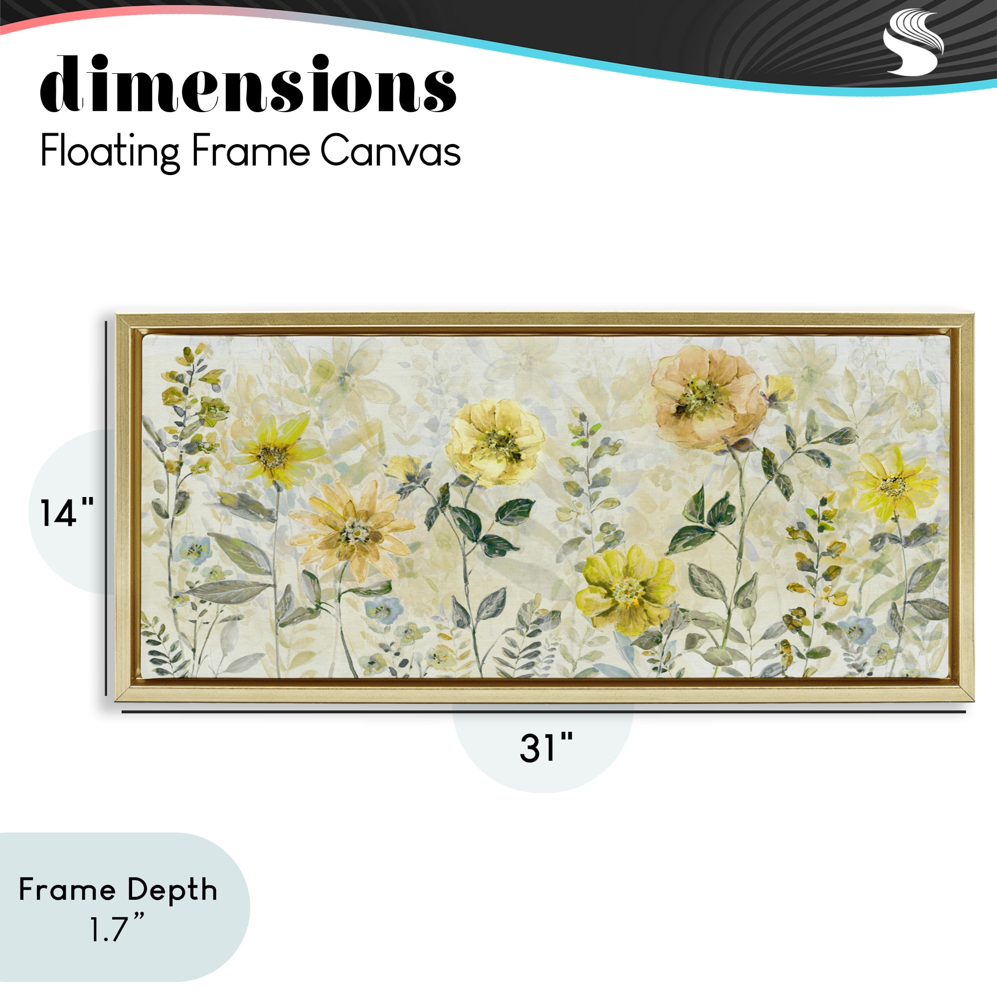 Stupell Industries Yellow Buttercup Garden Gold Framed Floater Canvas Wall Art, design by Sally Swatland