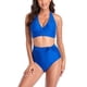 thumbnail image 2 of Traje de baño de bikini para mujer, traje de baño de talle alto de dos piezas de moda de color puro para fiesta en la piscina en la playa, azul XXL, 2 of 5