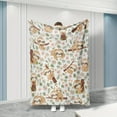 thumbnail image 3 of Cute Sloth Pattern Flannel Blanket Soft & Cozy High-Quality All-Season Throw Contemporary Cartoon Style with White Base Green Leaves & Brown Branches, 3 of 7