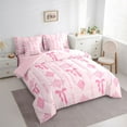 thumbnail image 3 of Feelyou Girly Pink Bowknot Twin Bedding Sets 7pcs, Retro Boho Damask Bedding Comforter Set, 3 of 8