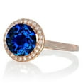 thumbnail image 2 of 1.25 Carat Round Halo Classic Diamond and Sapphire Engagement Ring on 10 Rose Gold, 2 of 2