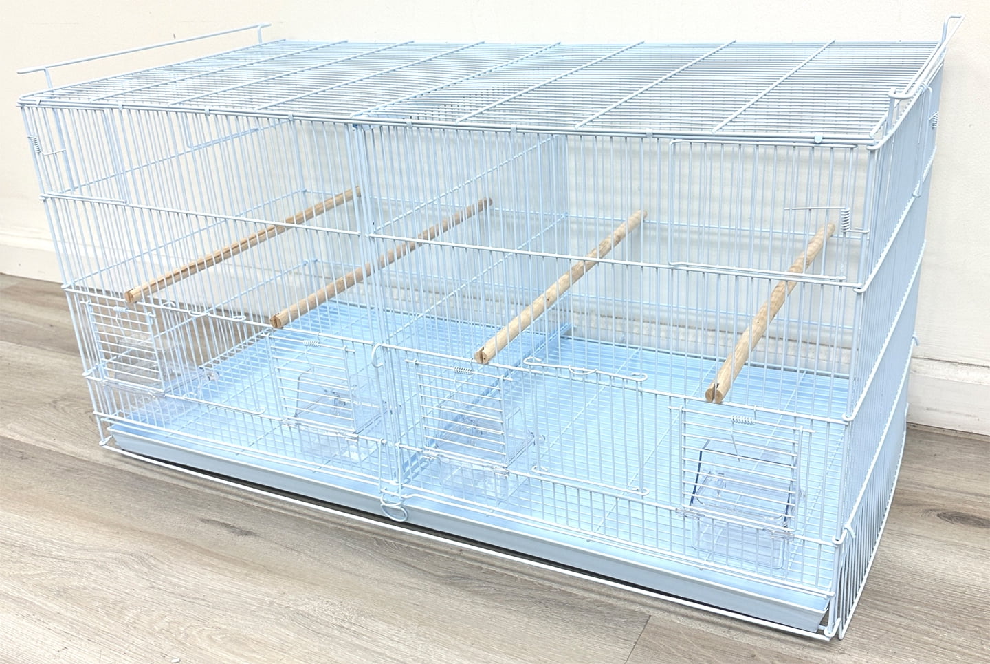 Two of 36" x 18" x 19"H X-LARGE Stack & Lock Double Breeding Breeder Flight Bird Cage Removable Center Dividers Side Breeding Nest Box Doors