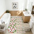 thumbnail image 2 of Strawberry and Leaf White Pattern Bathroom Rug Set 4 Piece,Includes Contour,Lid Cover,Bath Mat,Non-Slip Extra Soft Absorbent Washable, 2 of 5