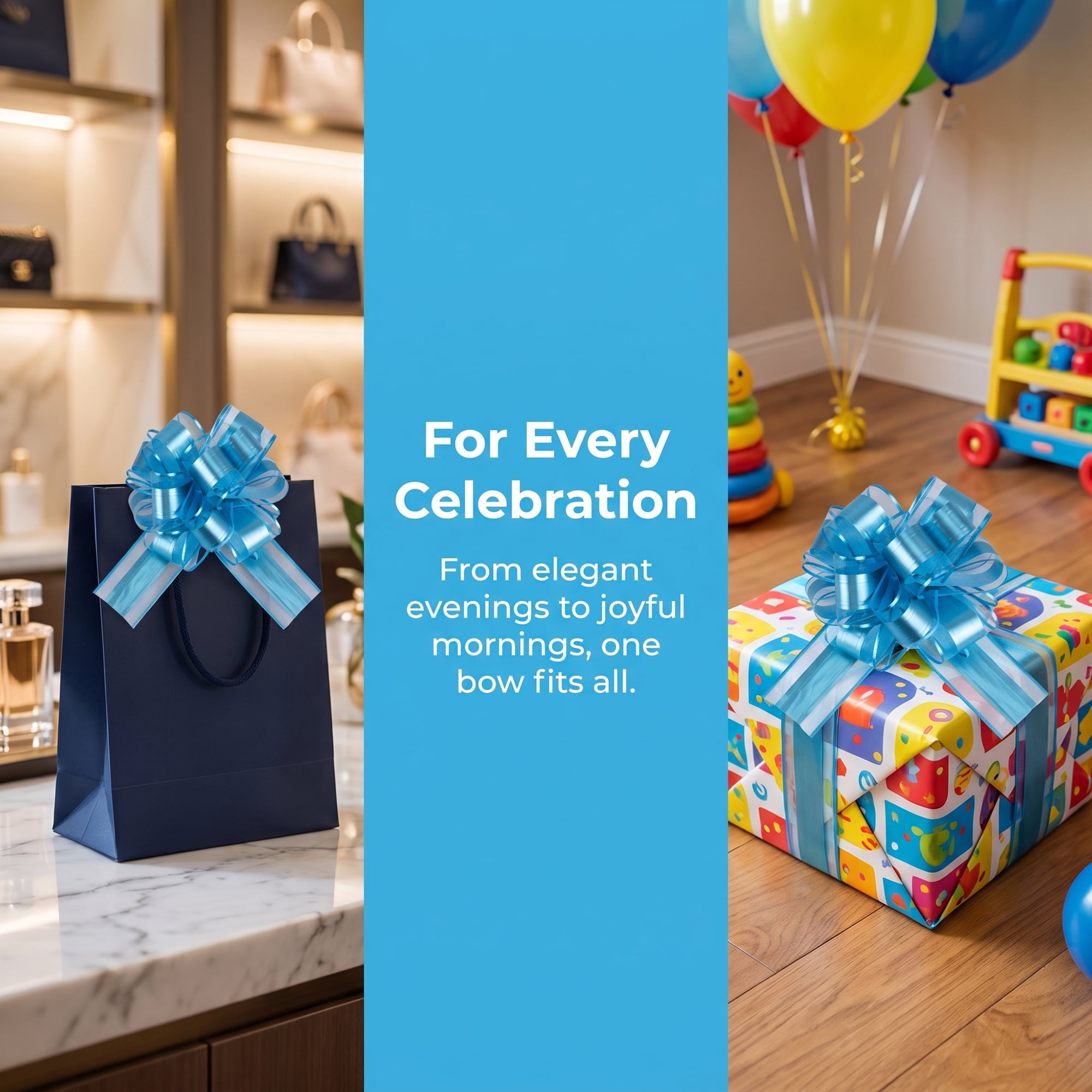 Unique Bargains Multi-Layered Star Bows for Gift Wrapping and Decoration Light Blue