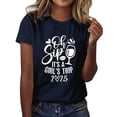 thumbnail image 2 of Tittly T Shirts for Women Spring Tops for Women Girl's Trip 2025 T Shirt Women's Fashion Round Neck Casual Short Sleeves Graphic Tees Tshirts Shirts Dark Blue XL, 2 of 5