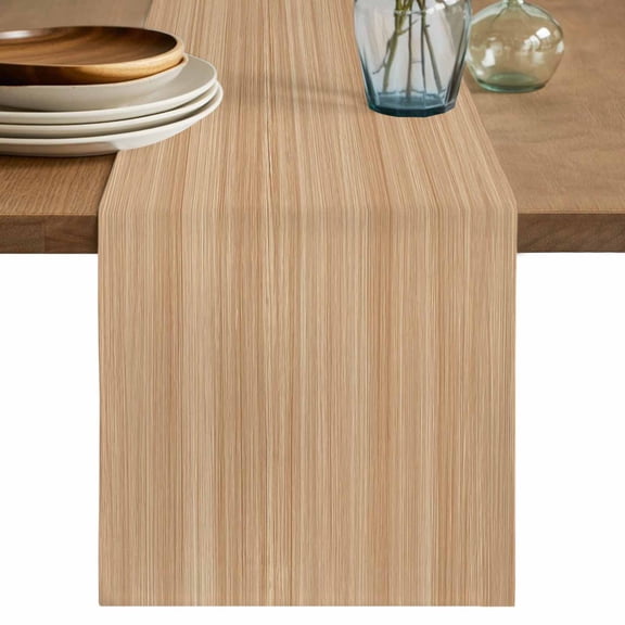 Table Runner 72 Inches Long for Kitchen Dining, Brown Wood Grain Dresser Scarf Farmhouse, Dining Table Decorations for Wedding/Parties, Retro Western Farmhouse Wooden Board 18 x 72 In