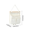 thumbnail image 3 of Wall Mounted Hanging Storage Bag, Bedside Hanging Organizer Pouch with Multi Pockets, Space Saving Holder for Bedroom Living Room Home Phone Remote Accessories Storage, White, 3 of 7