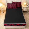 thumbnail image 4 of Manfei Retro Grid Zipper Twin Comforter Sets with Fitted Sheet and 2 Pillowcases,Classic Plaid Zipper Bedding Set,Red Black,Black Reversible,4pcs, 4 of 8