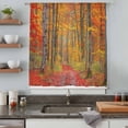 thumbnail image 5 of Red Orange Forest Fall Sheer Curtains 72 Inches Long, Thanksgiving Tree Maple Leaf Light Filering Curtains, Breathable Simi Curtain Privacy Drapes for Living Room Bedroom Lightweight Window Treatment, 5 of 9