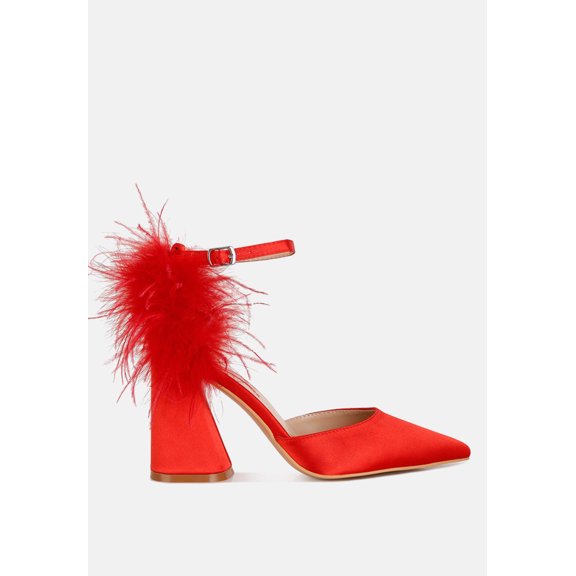 Palmetta Fur Detail Block Heel Sandals
