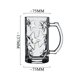 thumbnail image 2 of Vasos con textura de estrella y asa, 13.9 oz, transparentes, sin plomo, congelables, for agua, té, leche, cerveza y jugo., 2 of 6