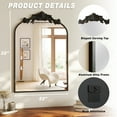 thumbnail image 6 of BEAUTYPEAK 32"x 22" Vanity Wall Mirror Decorative Vintage Arch Bathroom Mirror,Black, 6 of 8