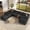 Dark Gray-4 Seater-Ottoman-Chaise, variant on Neche 204.7" Oversized Sectional Boneless Couch, Modern 9 Seater Modular Sofa with Chaise, Deep Seat Convertible Plush Corduroy Cloud Couches for Living Room, No Assembly Required, Black