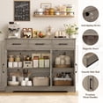 thumbnail image 3 of Homfa 42.5'' Kitchen Buffet Sideboard Cabinet, 3 Drawers Farmhouse Barn Doors Wood Coffee Bar Storage Cabinet with Adjustable Shelf, Wash Gray, 3 of 7