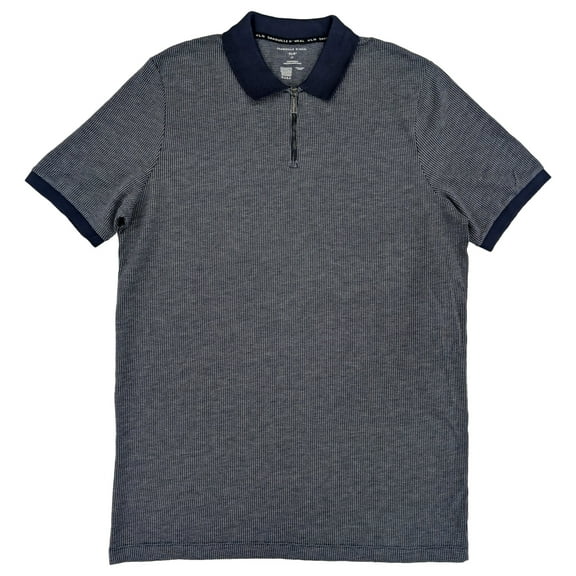 Shaquille O'Neal XLG Big & Tall Mens Navy Blue Neat Quarter-Zip Polo Shirt XLT