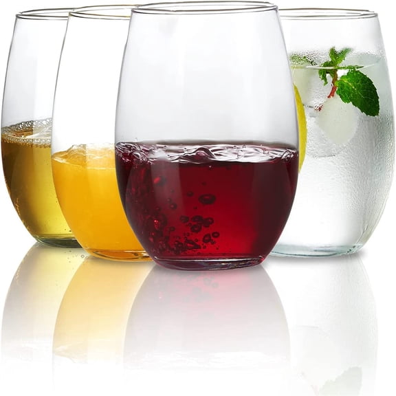 Modern Design Stemless Wine Glasses, Clear Shatterproof Glassware, 20 Ounce Capacity, Lead-Free Glass, Ideal Gift for Various Occasions