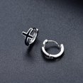thumbnail image 3 of Pendientes de aro con forma de cruz de plata de ley hipoalergénicos para hombres y mujeres, 3 of 4