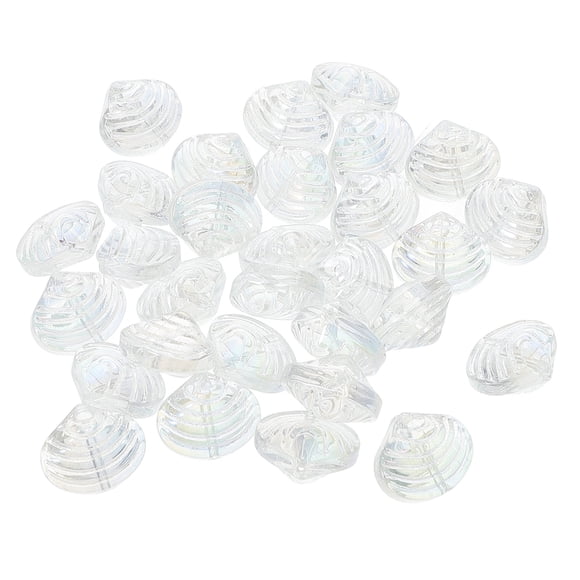 KAKOWELY sea glass for crafts 30pcs Clam Shell Pendants Charms Iridescent Seashell Beads Clear Glass Ocean Beach Sea Necklace Bracelet Jewelry Making Supplies Crafting Accessaries