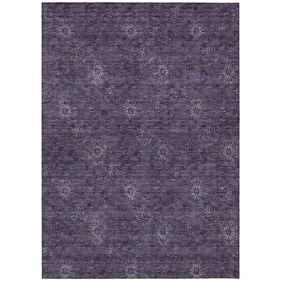 HomeRoots 586977 10 x 14 ft. Floral Washable Indoor & Outdoor Rectangle Area Rug, Eggplant & Purple