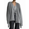 thumbnail image 1 of Cárdigan de Mujer, Suéter de Larga, Cárdigan con Botones y Cuello en V, Prenda de Punto de Moda. Gris Oscuro S, 1 of 8