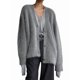 thumbnail image 1 of Cárdigan de Mujer, Suéter de Larga, Cárdigan con Botones y Cuello en V, Prenda de Punto de Moda. Gris Oscuro S, 1 of 8
