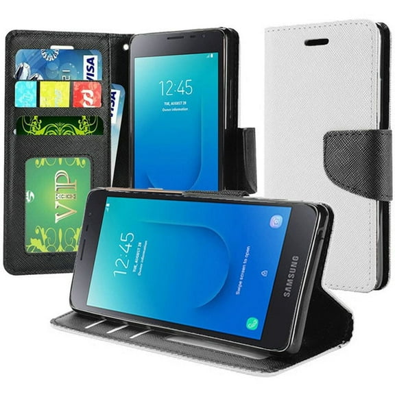GSA Two-Tone Flip Wallet For Samsung Galaxy J2,J2 Core - White Black