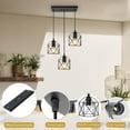 thumbnail image 6 of 3-Light Hanging Pendant Light Fixtures, Farmhouse Kitchen Island Light Fixture, Industrial Hanging Pendant Lighting for Dining Room Bedroom Hallway, Black Metal Cage Pendant Lamp, E26 Base, 6 of 7