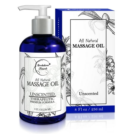 Brookethorne Naturals Unscented Massage Oil with Almond & Grapeseed 8oz