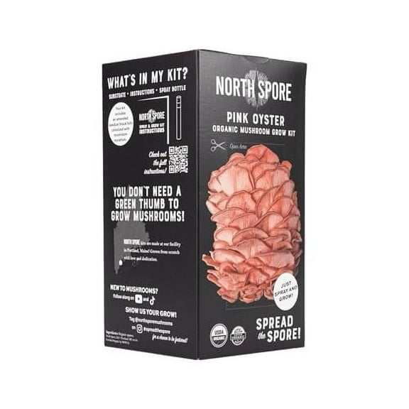 North Spore Organic Pink Oyster Mushroom Spray & Grow Kit (4 lbs) | USDA-- Organic, Non-GMO, Beginner-Friendly & Easy to Use | Handmade in Maine, USA