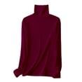 thumbnail image 4 of Red Womens Tops Women Mock Turtleneck Long Sleeve Pullover High Neck Tight Fitting Priming T Shirts for Women, 4 of 4