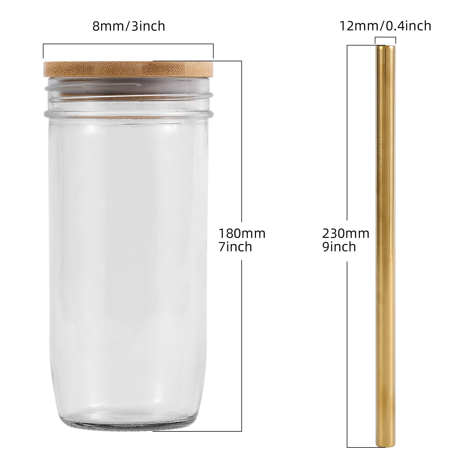 Glass Cups with Bamboo Lids and Straws,24oz Tumbler With Handle,4 Pack  Mason Jar with Lid and Straw-…See more Glass Cups with Bamboo Lids and