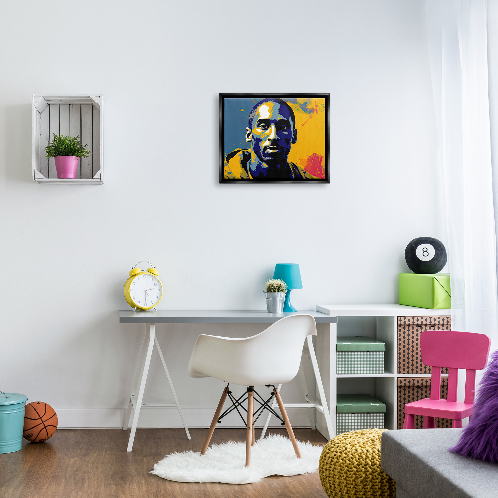 Stupell Industries Abstract Paint Pop Kobe Abstract Painting Black Floater Framed Canvas Art Print Wall Art, 21 x 17
