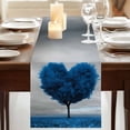 thumbnail image 3 of Table Runners 72 Inches Long Dress Scarves, Valentine's Day Farmhouse Kitchen Table Runner, Coffee Tablerunners, Blue Heart Love Trees Romance Spring 16x72 Inch, 3 of 9