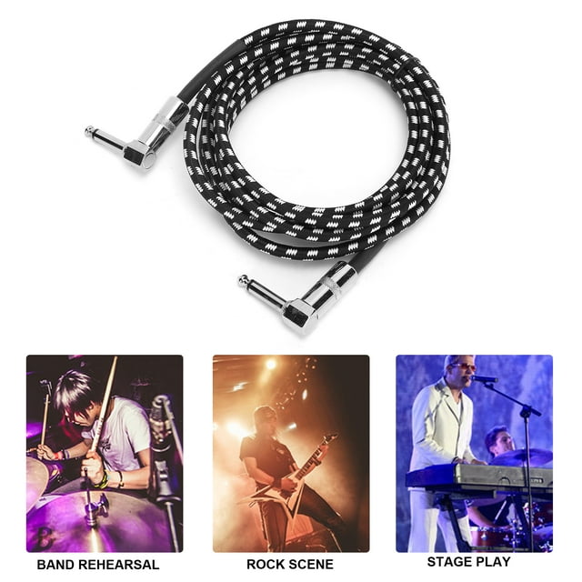 Guitar Cable 10ft 1/4 Inch Right Angle Cable, 22AWG Oxygen Copper Instrument Cable with Flexible Cotton Braid for Electric Guitar Bass Amp and Pro Audio Equipment