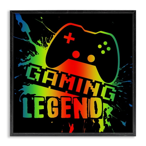 Stupell Industries Contemporary Gradient Gaming Legend Black Framed Giclee Art, 12 x 12, by Marcus Prime