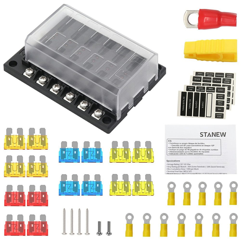LSFY 12 Way DC1232V Universal Car Fuse Box Blade Fuse Box Holder ATP