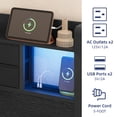 thumbnail image 2 of Fairy Twin Bed Frame with Storage Headboard, LED Lights & Charging Station, Metal Platform Bed with 2 Drawers, No Box Spring Needed, Black, 2 of 8