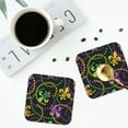 thumbnail image 5 of Disketp Mardi Gras6 Funny Coasters,6 Pcs Leather Coasters With Holder, Perfect Housewarming Hostess Gifts,Protect Furniture From Water Marks Scratch And Damage, 5 of 9
