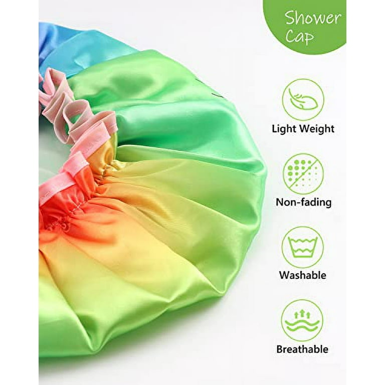 mikimini Shower Cap for Women with Unicorn Pattern X Large 2 Packs Reusable Shower Cap Double Waterproof Hair Cap for Shower Soft PVC Lining Bath