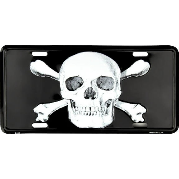 Hangtime Skull on Black Background 6x12 License Plate