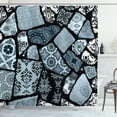 thumbnail image 1 of Ambesonne Floral Shower Curtain, Modern Geometric Shapes, 69"Wx70"L, Bluegrey Black White, 1 of 3