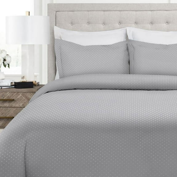Noble Linen's 3 Piece Duvet Cover Set with Pindot Pattern